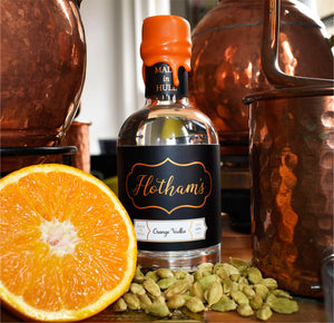 orange botanical vodka, 20cl bottle, orange wax seal, hothams spirits